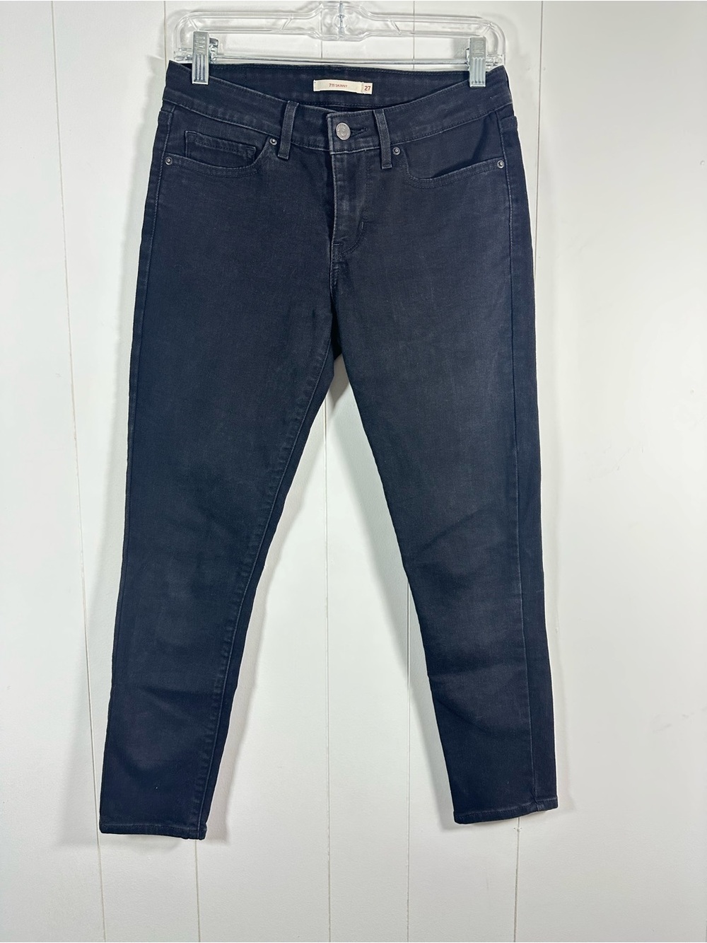 Levis 711 Skinny Jeans Womens Sz 27 Black Mid Rise Stretch Denim